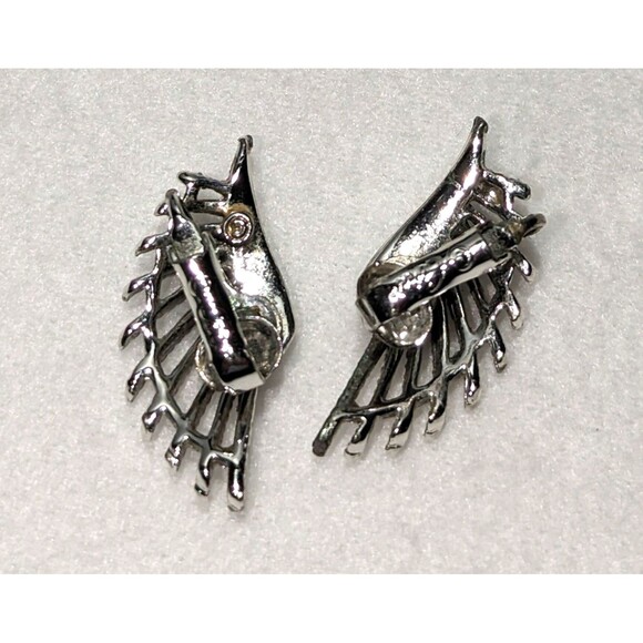 Coro Silver Tone Wing Climbers Clip Ons - Picture 3 of 6